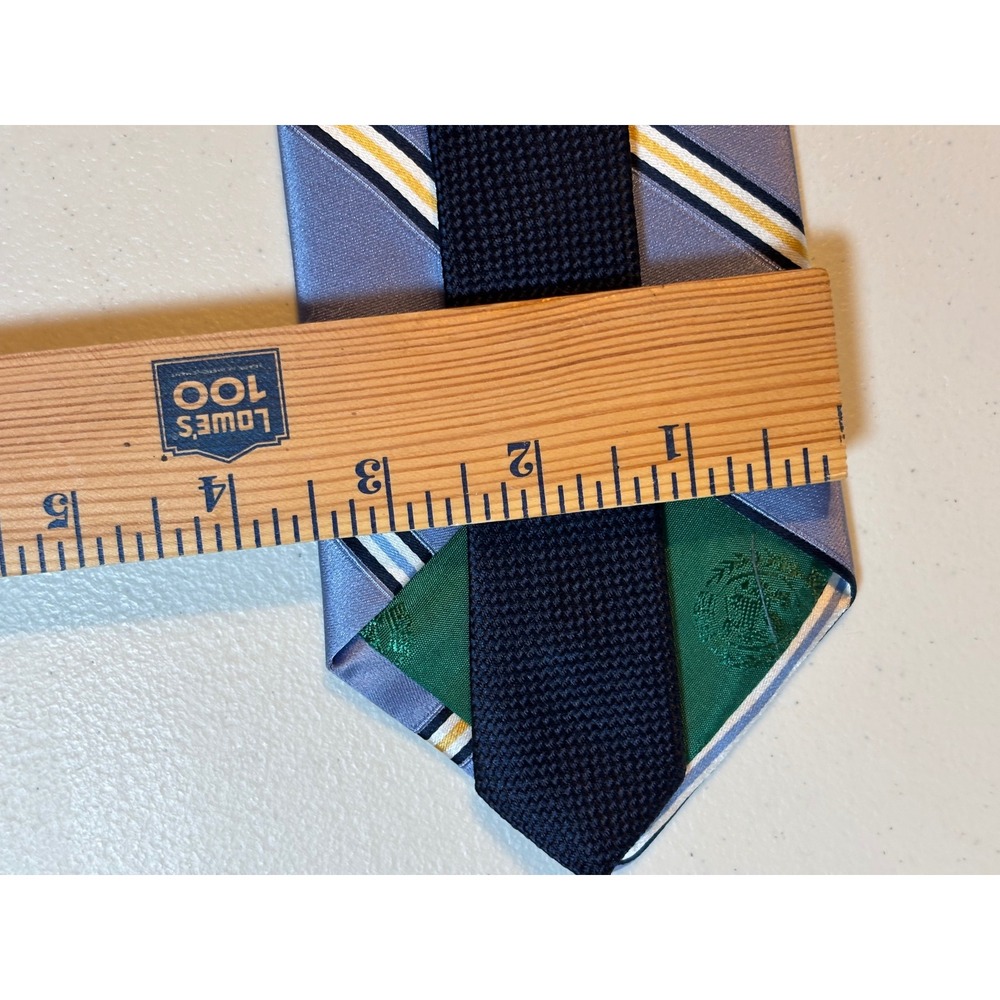 Tommy Hilfiger Men's Silk Stripe Necktie‎ Blue Yellow White Black Formal Note! - Picture 4 of 12